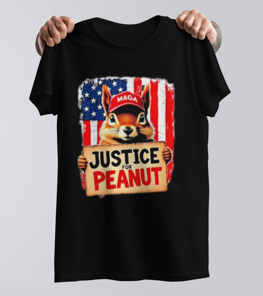 Justice For Peanut The Squirrel MAGA American Flag T-Shirt