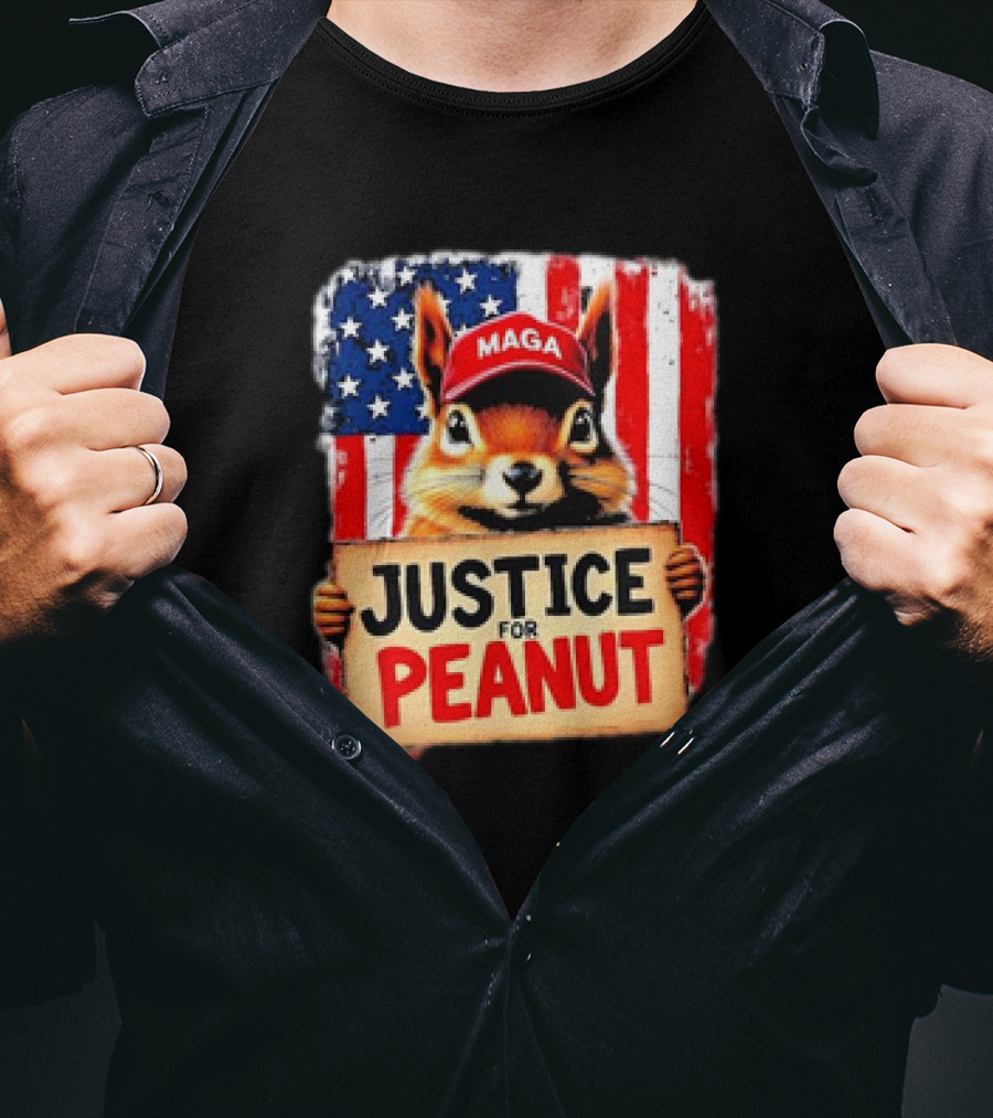Justice For Peanut The Squirrel MAGA American Flag T-Shirt
