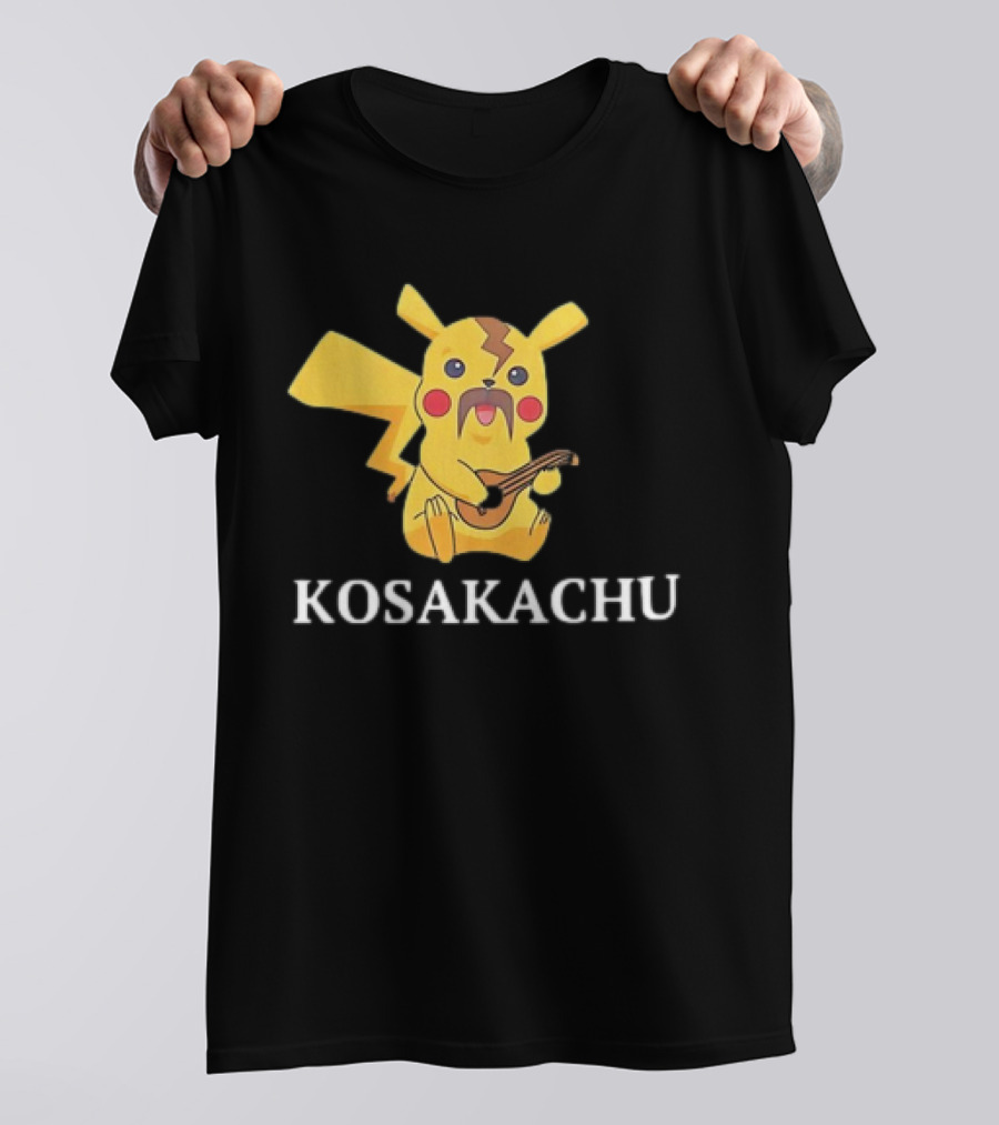 Kosakachu Pikachu Playing Guitar With Moustache T-Shirt