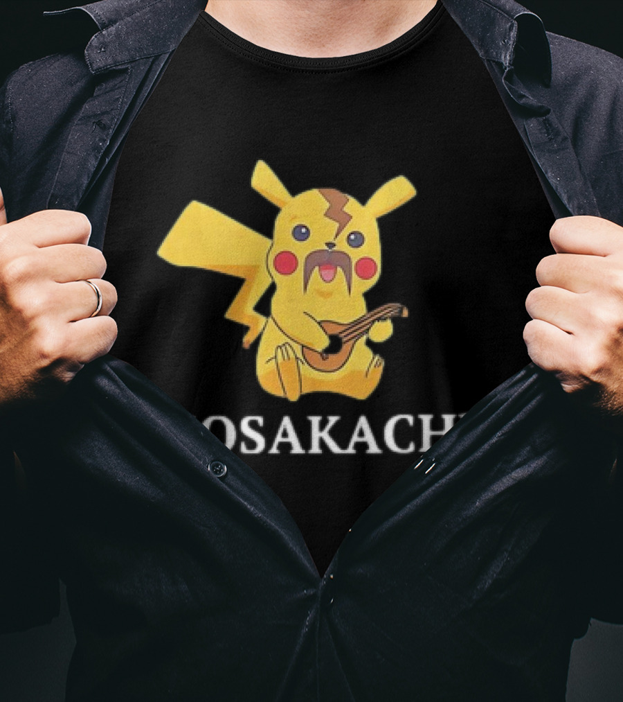 Kosakachu Pikachu Playing Guitar With Moustache T-Shirt
