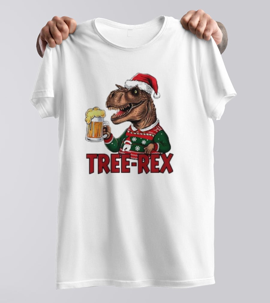 Christmas Tree-Rex Ugly Sweater Merry Beer Dinosaur Trex T-Shirt