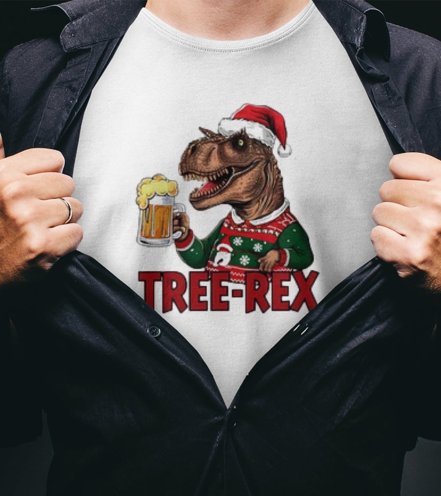 Christmas Tree-Rex Ugly Sweater Merry Beer Dinosaur Trex T-Shirt