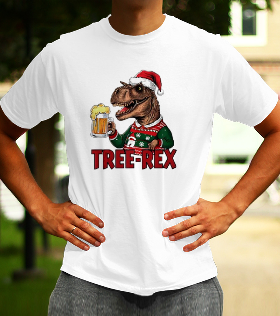 Christmas Tree-Rex Ugly Sweater Merry Beer Dinosaur Trex T-Shirt