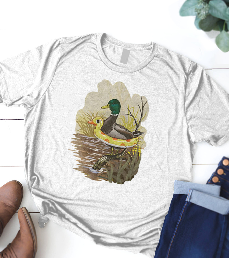 Duck In Training With Swim Ring By Pond T-Shirt