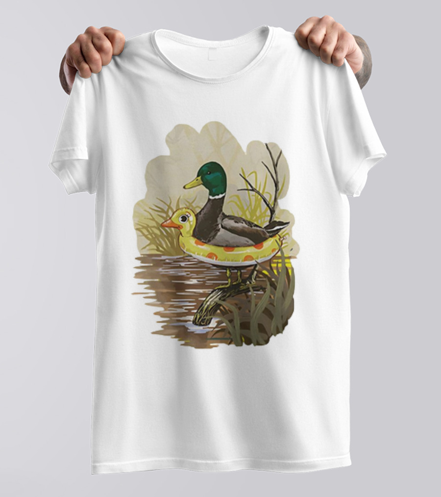 Duck In Training With Swim Ring By Pond T-Shirt