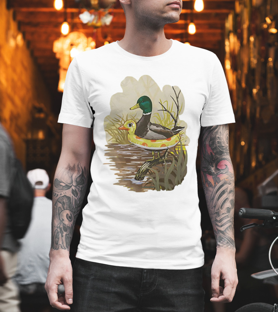 Duck In Training With Swim Ring By Pond T-Shirt