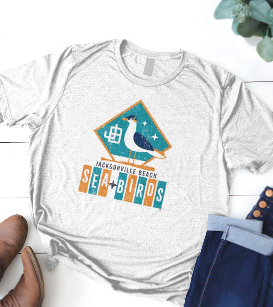Hometown Collection Jacksonville Beach Sea Birds Logo With Geometric Diamond And Stylized Seagull T-Shirt