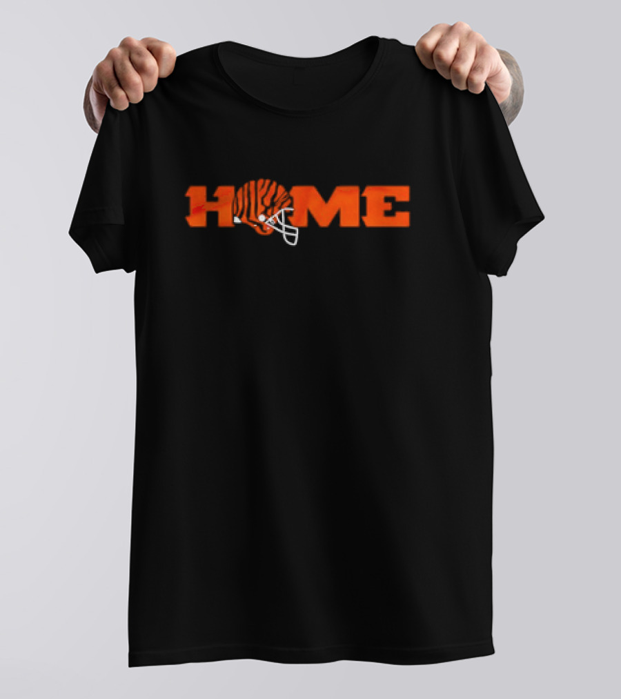 Cincy Home Football Helmet Charcoal Bengals T-Shirt