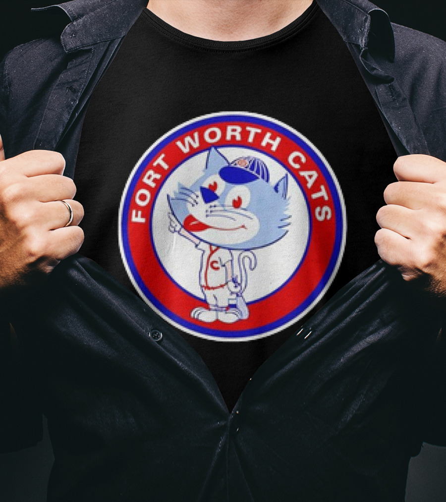 Fort Worth Cats Circle Logo Cartoon Baseball Character Hometown Collection '47 T-Shirt