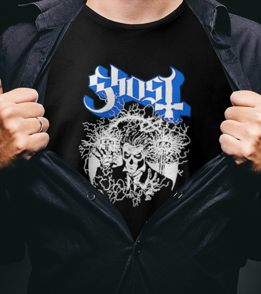 Ghost Nikola Tesla Papa Emeritus Horror Electric Skeleton T-Shirt