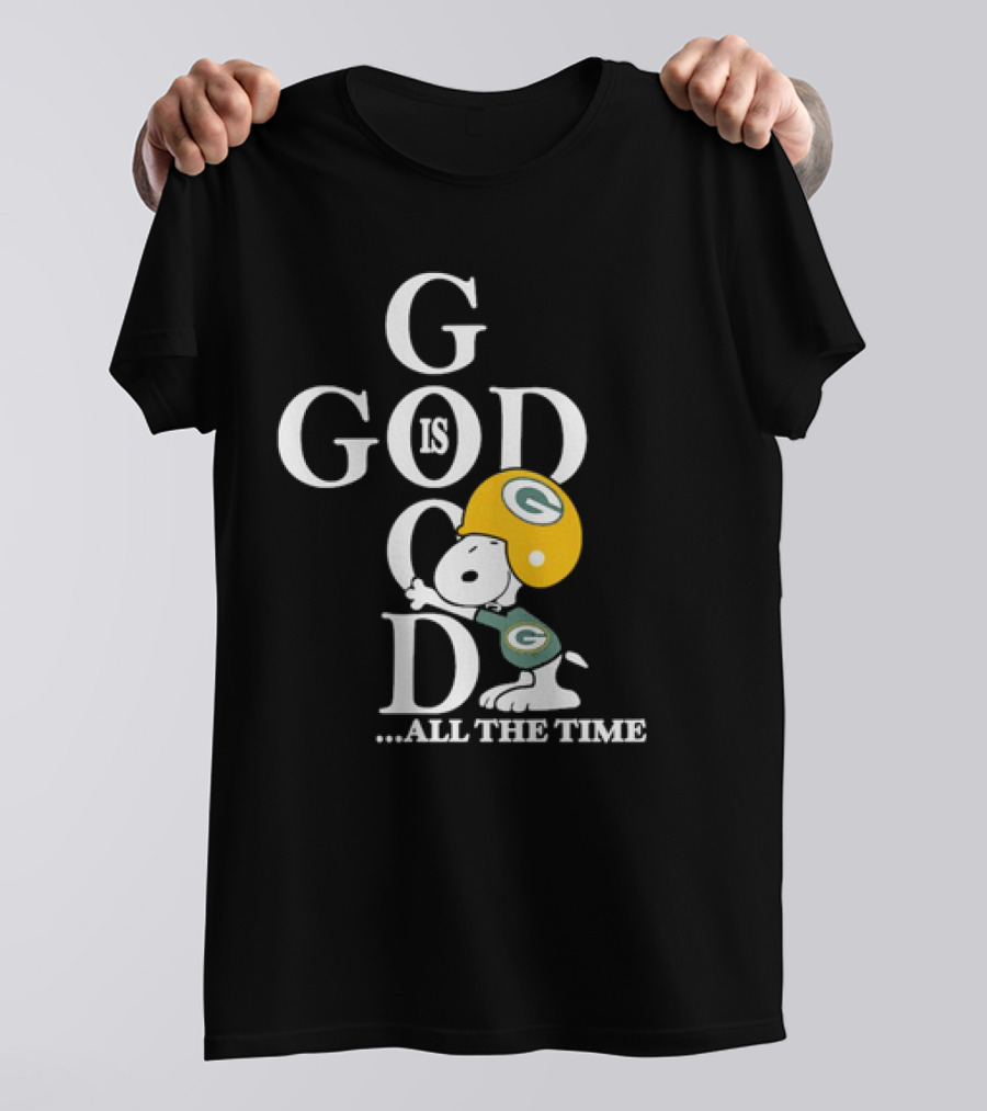 Green Bay Packers Snoopy God Is Good All The Time Football Helmet T-Shirt