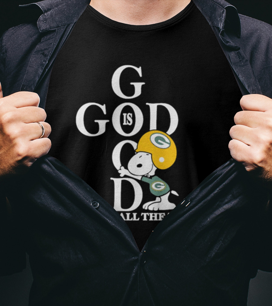 Green Bay Packers Snoopy God Is Good All The Time Football Helmet T-Shirt