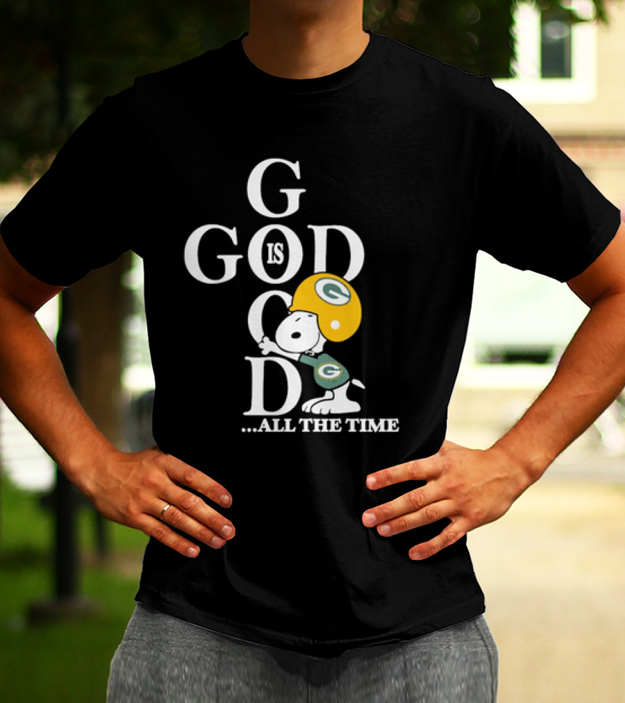 Green Bay Packers Snoopy God Is Good All The Time Football Helmet T-Shirt