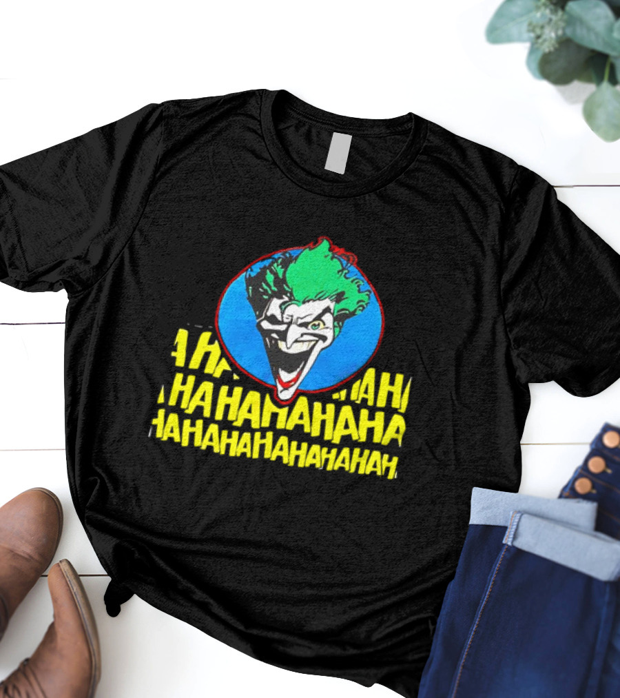 Joker DC Comics 1989 Hahahaha Vintage Iconic Laughing Face And Text T-Shirt