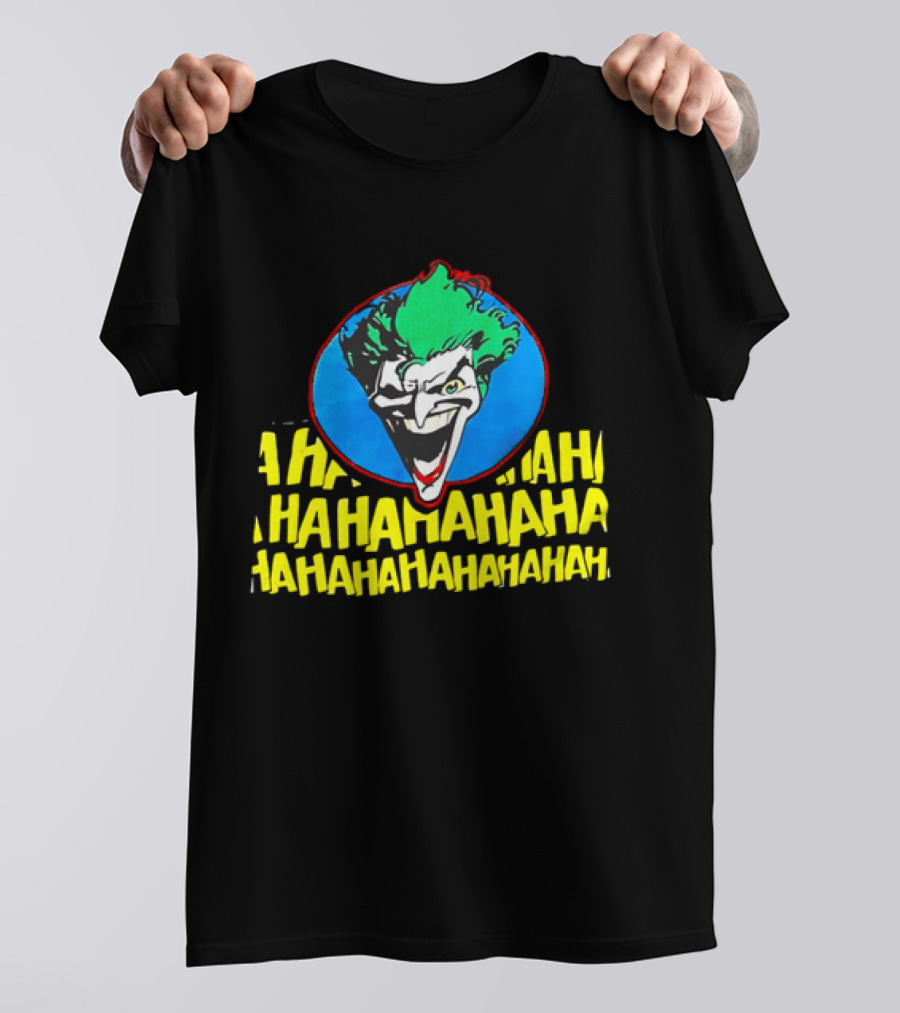 Joker DC Comics 1989 Hahahaha Vintage Iconic Laughing Face And Text T-Shirt