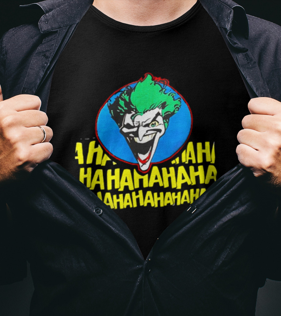 Joker DC Comics 1989 Hahahaha Vintage Iconic Laughing Face And Text T-Shirt