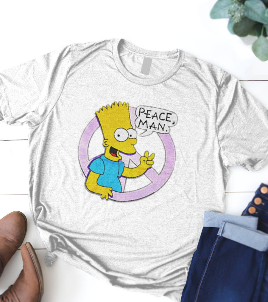 Bart Simpson Peace Man Vintage Iconic Character T-Shirt