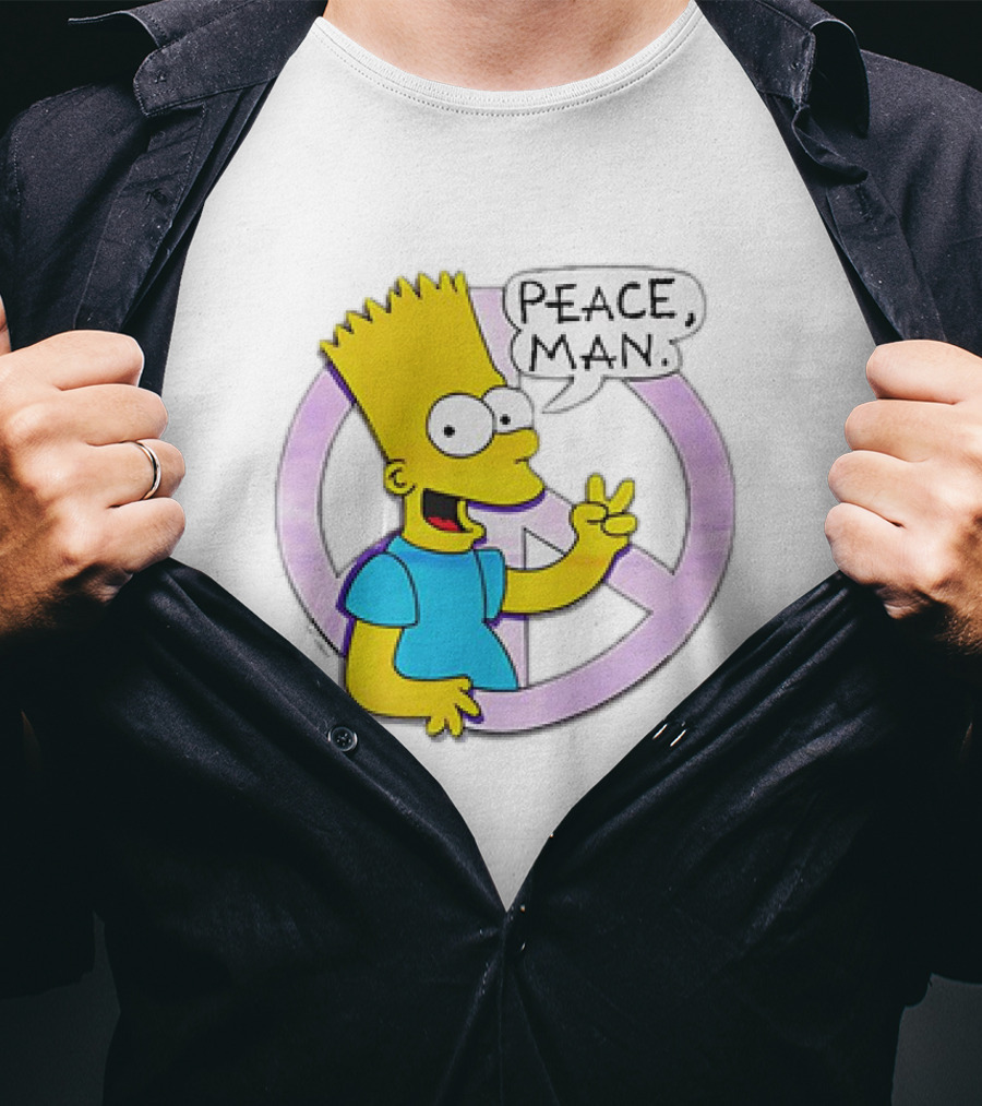 Bart Simpson Peace Man Vintage Iconic Character T-Shirt