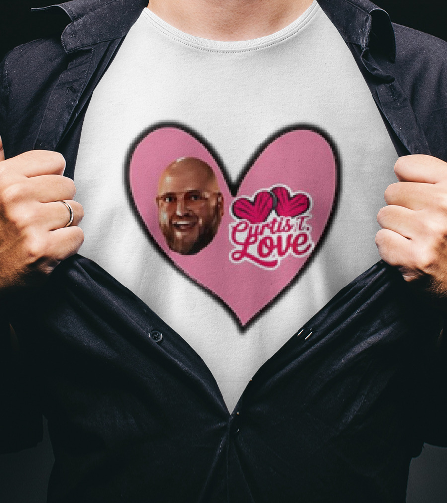 Curtis T Love Heart With Curtis Love Face And Pink Heart T-Shirt