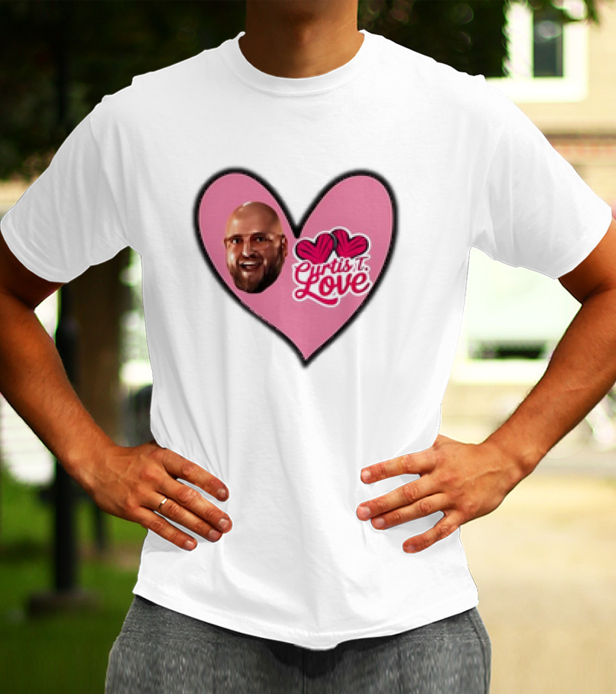 Curtis T Love Heart With Curtis Love Face And Pink Heart T-Shirt