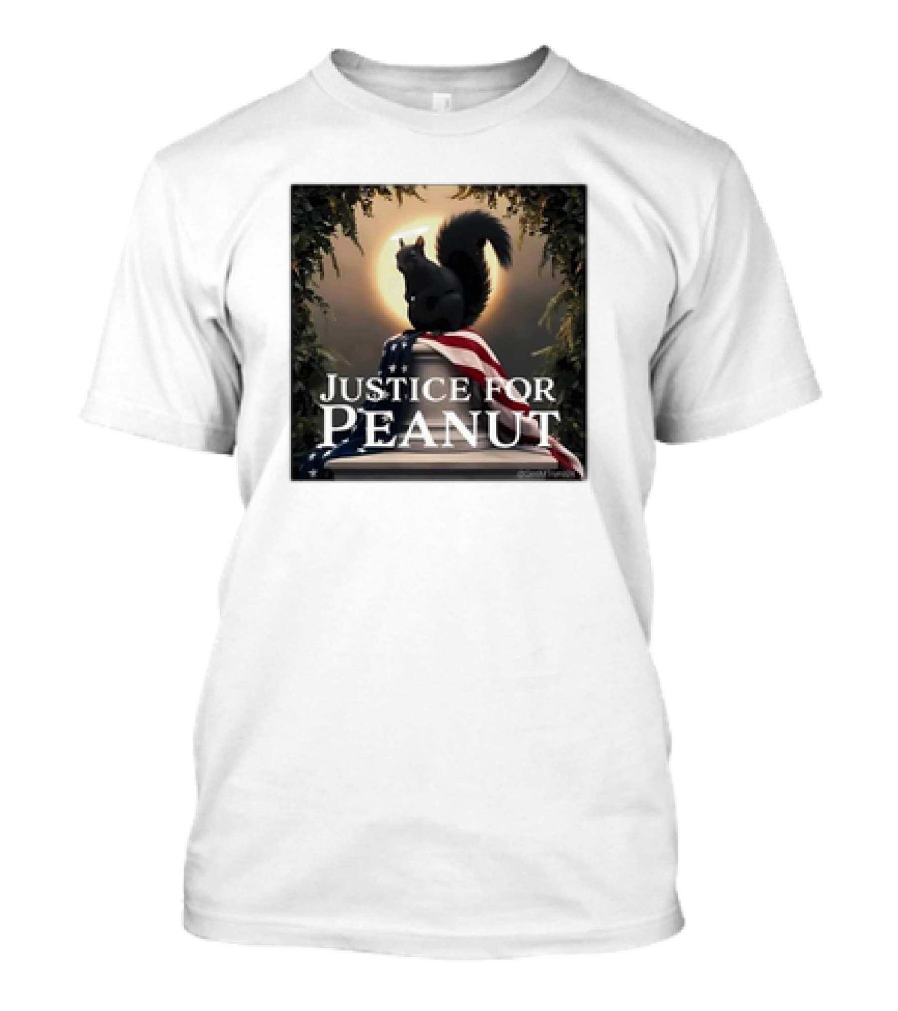 Justice For Peanut The Squirrel With American Flag Iconography T-Shirt