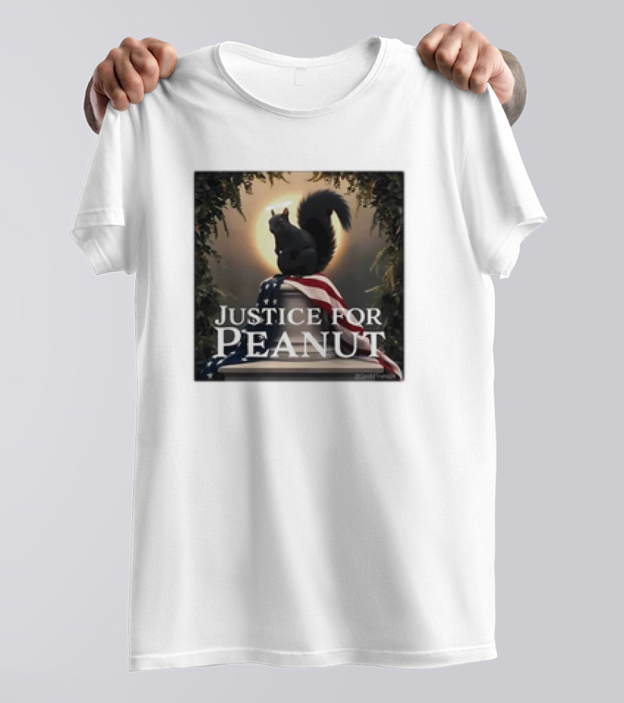 Justice For Peanut The Squirrel With American Flag Iconography T-Shirt
