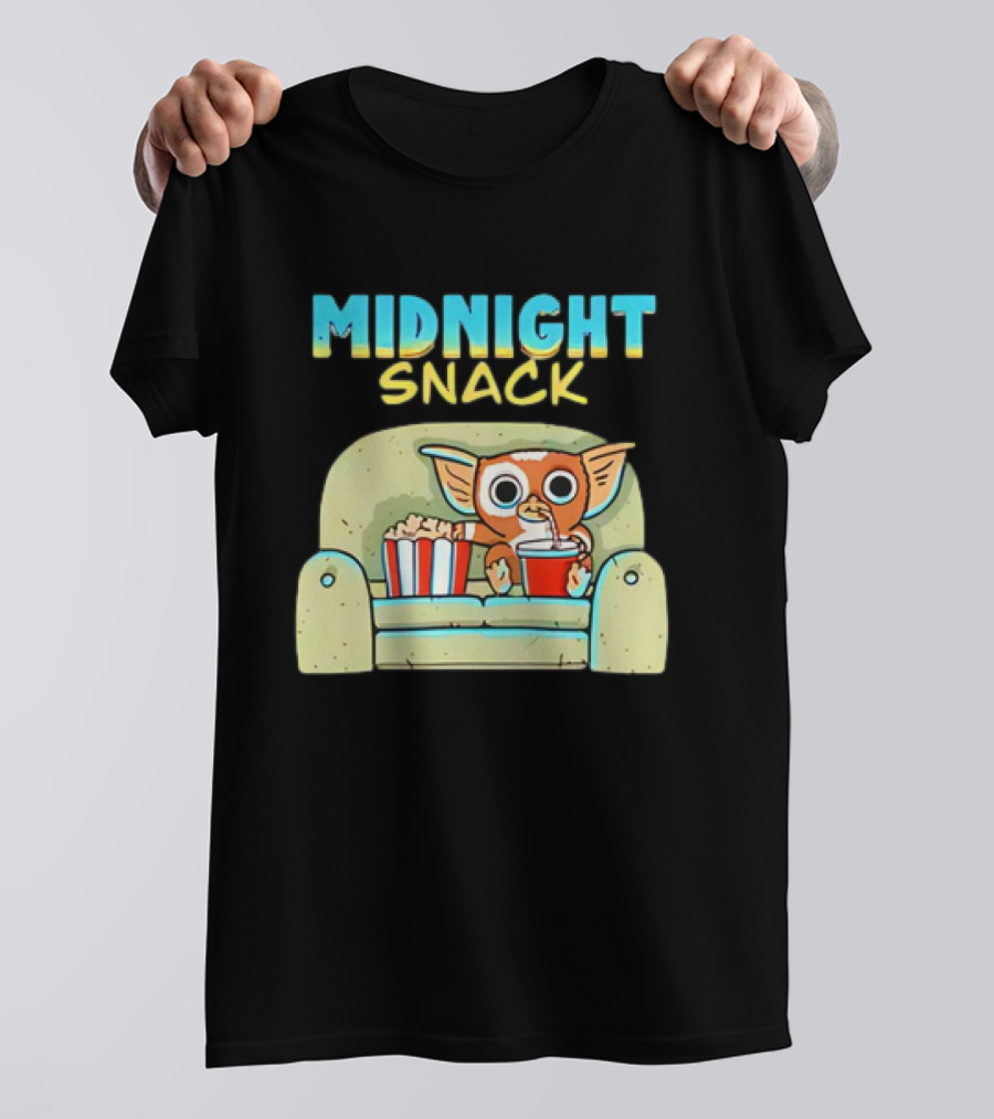 Midnight Snack Mogwai Relaxing On Couch With Popcorn And Soda T-Shirt