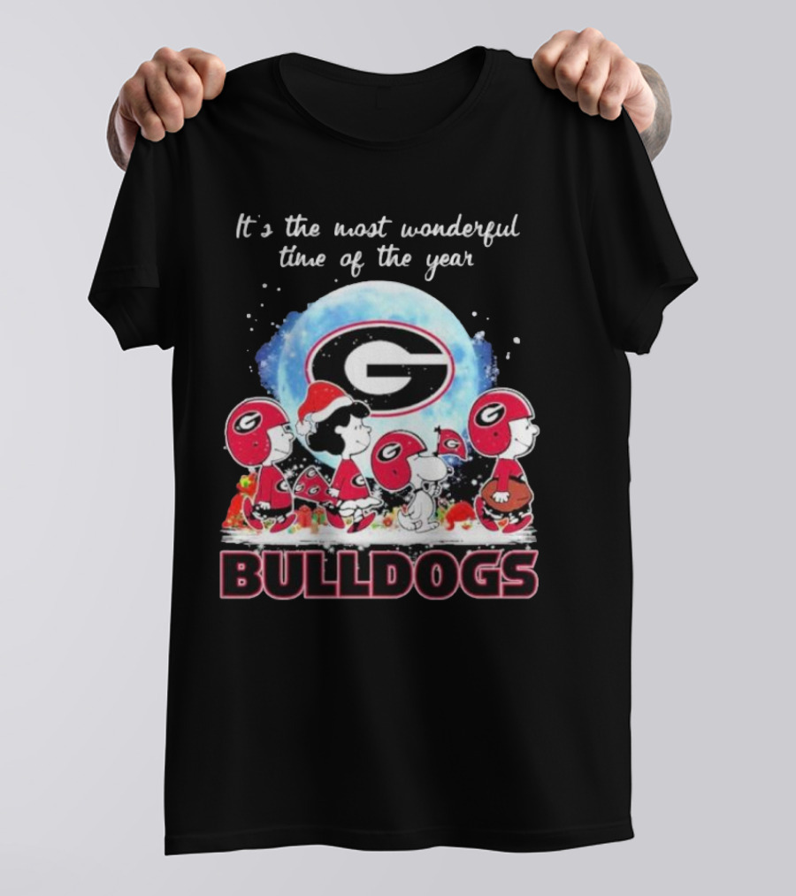 It's The Most Wonderful Time Of The Year Peanuts Characters Georgia Bulldogs T-Shirt