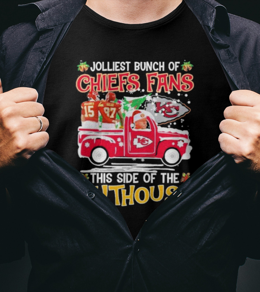 Jolliest Bunch Of Chiefs Fans This Side Of The Nuthouse Christmas Mahomes Kelce Reid KC T-Shirt