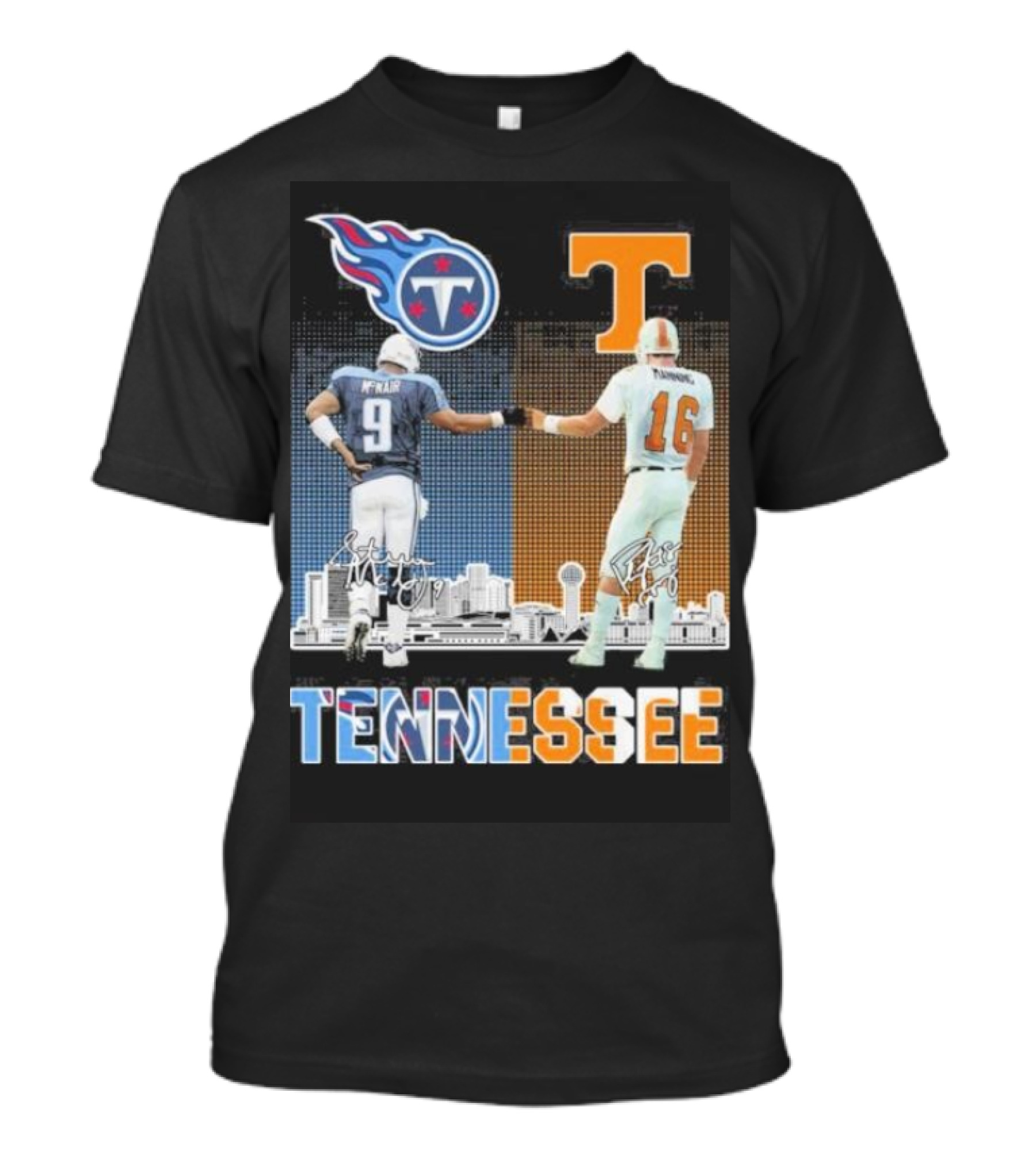 Tennessee Titans Steve McNair Peyton Manning Volunteers Skyline T-Shirt
