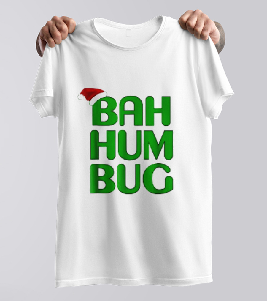 Bah Hum Bug Christmas Text With Santa Hat T-Shirt