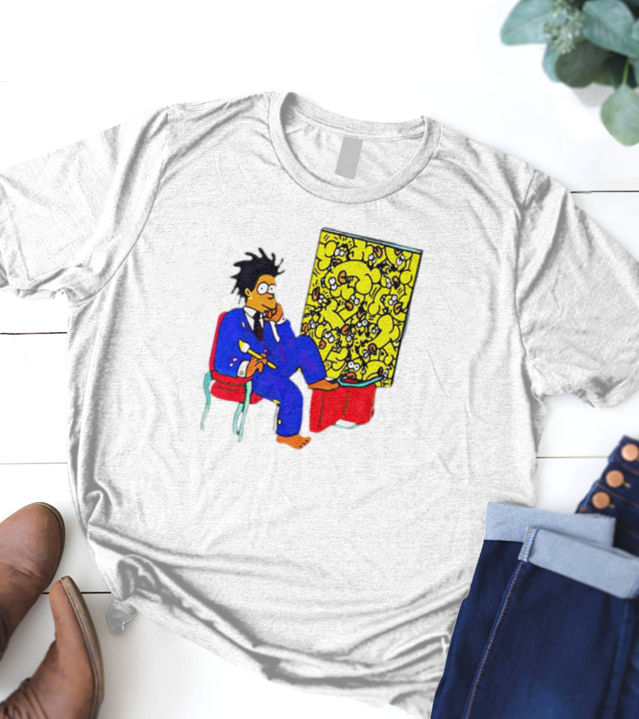 The Simpsons Jay-Z Cartoon Style Art With Basquiat Sitting On Red Chair T-Shirt
