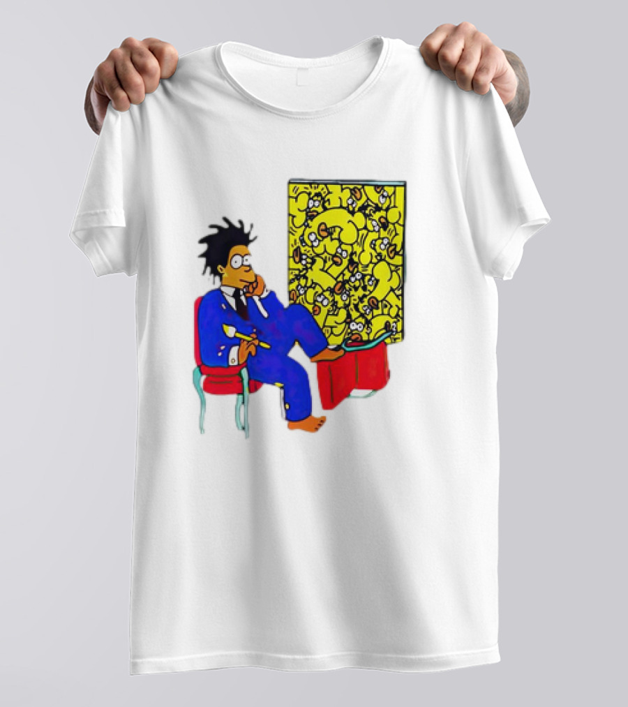 The Simpsons Jay-Z Cartoon Style Art With Basquiat Sitting On Red Chair T-Shirt