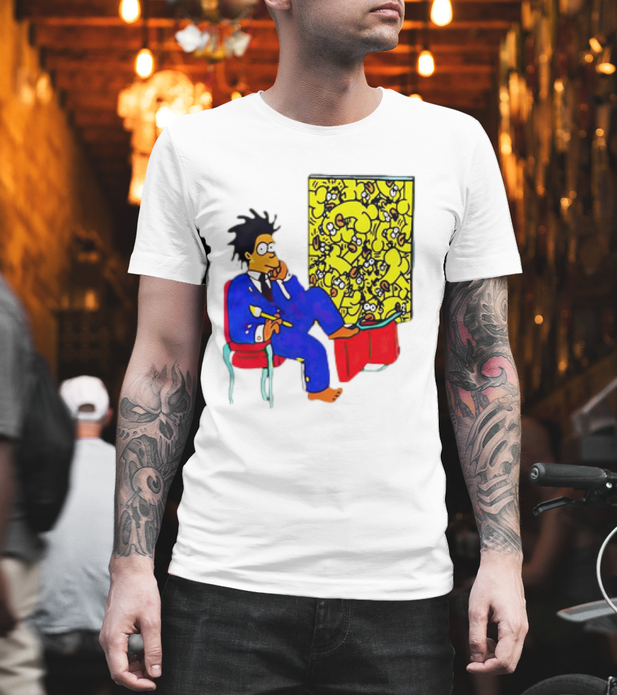 The Simpsons Jay-Z Cartoon Style Art With Basquiat Sitting On Red Chair T-Shirt