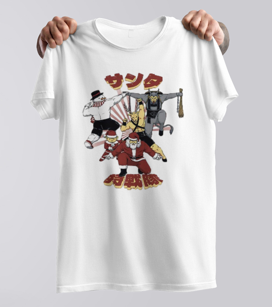 Santa Claus Krampus Frosty The Snowman Reindeer Elf Santa Force Christmas Team T-Shirt