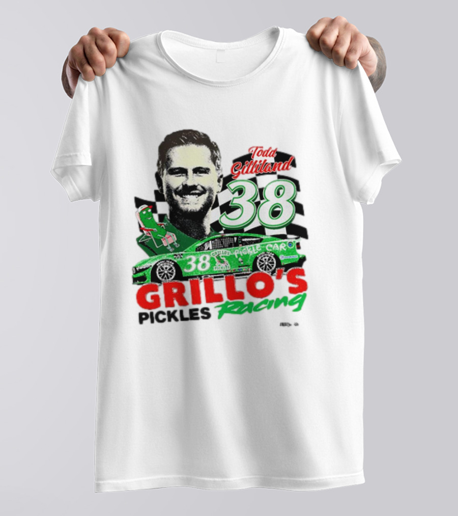 Todd Gilliland 38 Grillo's Pickles Racing Car Checkered Flag Sports T-Shirt