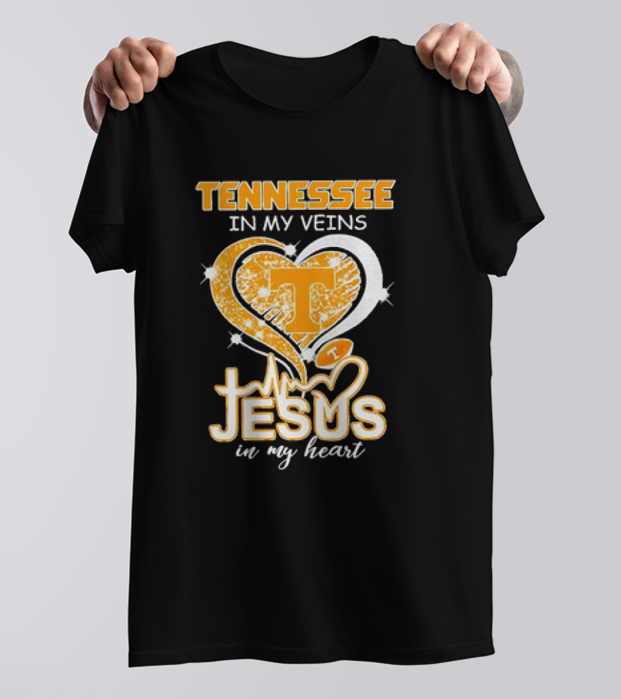 Tennessee In My Veins T Jesus In My Heart Vols Football T-Shirt