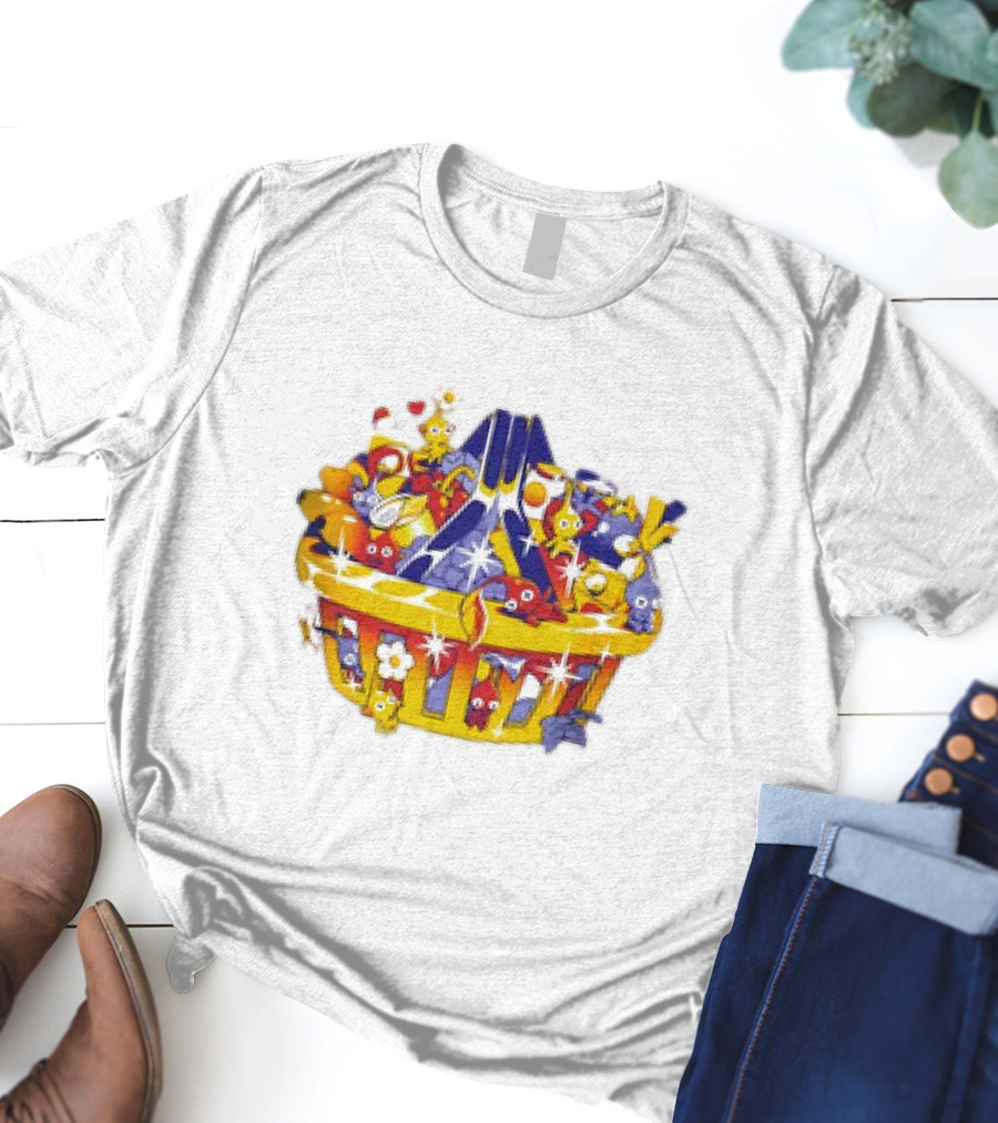 Basket Full Of Colorful Cartoon Creatures Playful And Whimsical Imagination T-Shirt