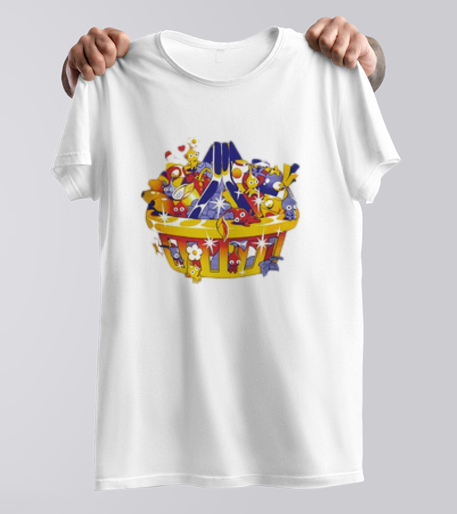 Basket Full Of Colorful Cartoon Creatures Playful And Whimsical Imagination T-Shirt