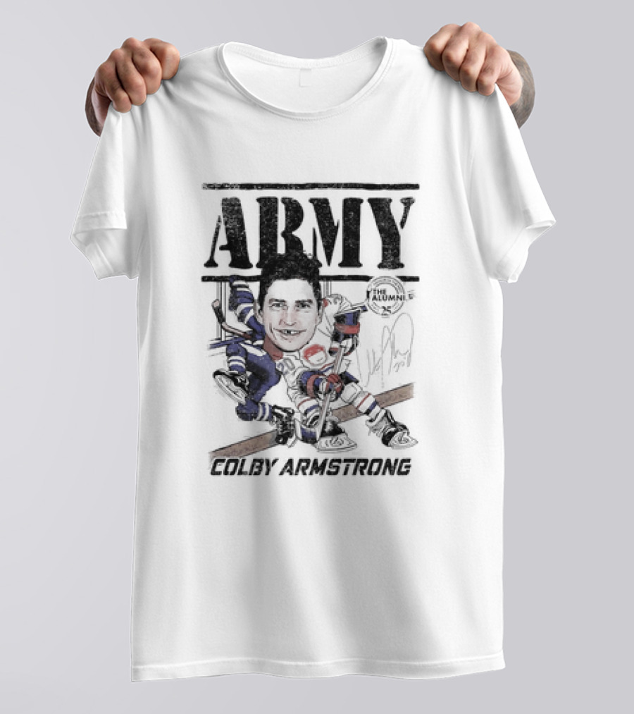 ARMY Colby Armstrong Hockey Caricature The Alumni Signature T-Shirt