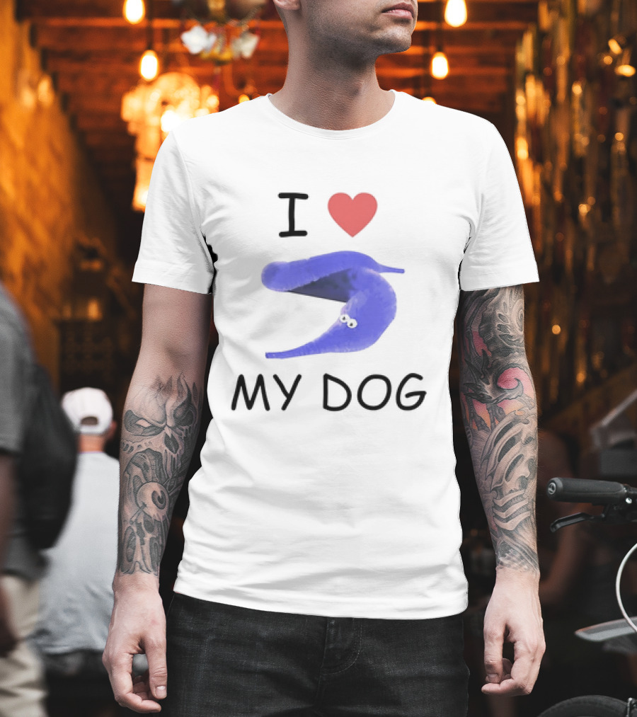 I Love My Dog Silly Worm T-Shirt