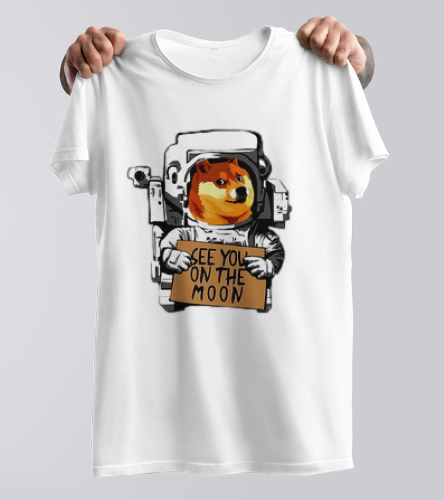 See You On The Moon Dogecoin Doge Holder Cryptocurrency Meme Astronaut T-Shirt