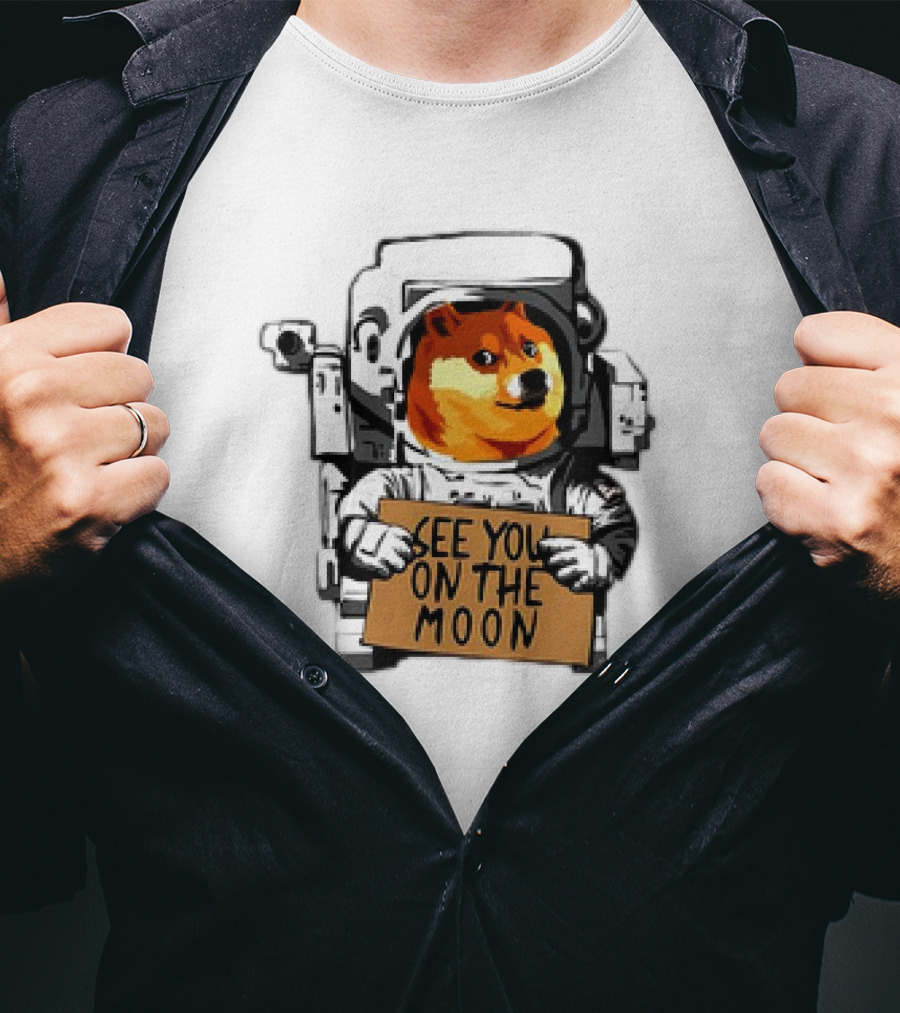 See You On The Moon Dogecoin Doge Holder Cryptocurrency Meme Astronaut T-Shirt