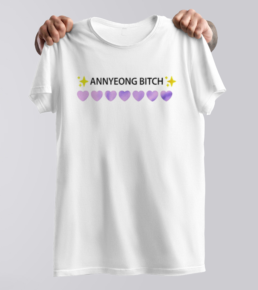Annyeong Bitch Sparkling Purple Hearts T-Shirt