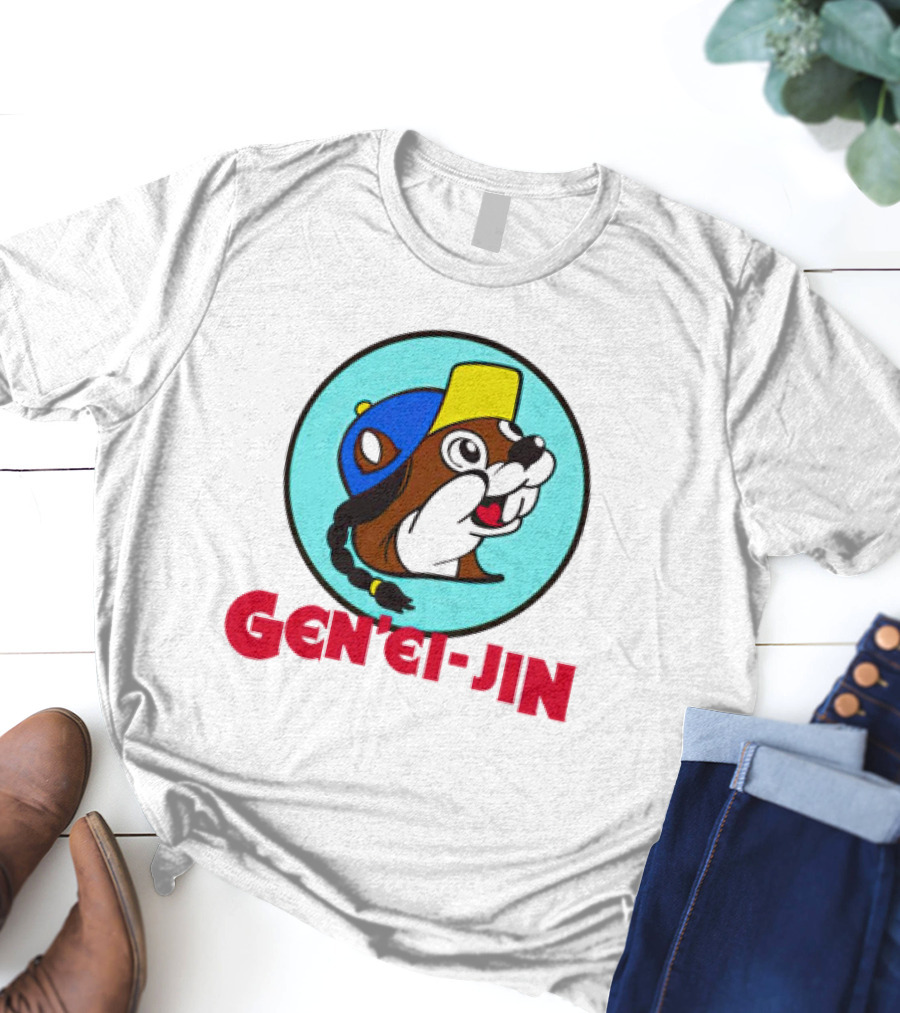Buc-Ees Gen'ei-Jin Cap-Wearing Beaver Circle T-Shirt