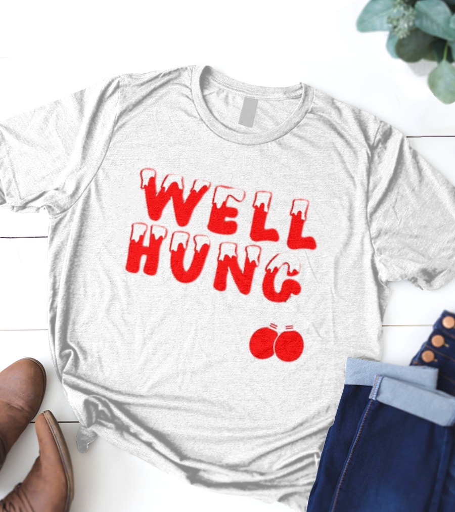 Well Hung Red Christmas Balls Snow-Capped Letters T-Shirt