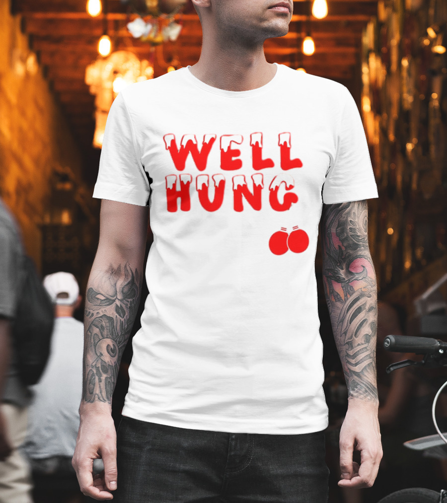 Well Hung Red Christmas Balls Snow-Capped Letters T-Shirt
