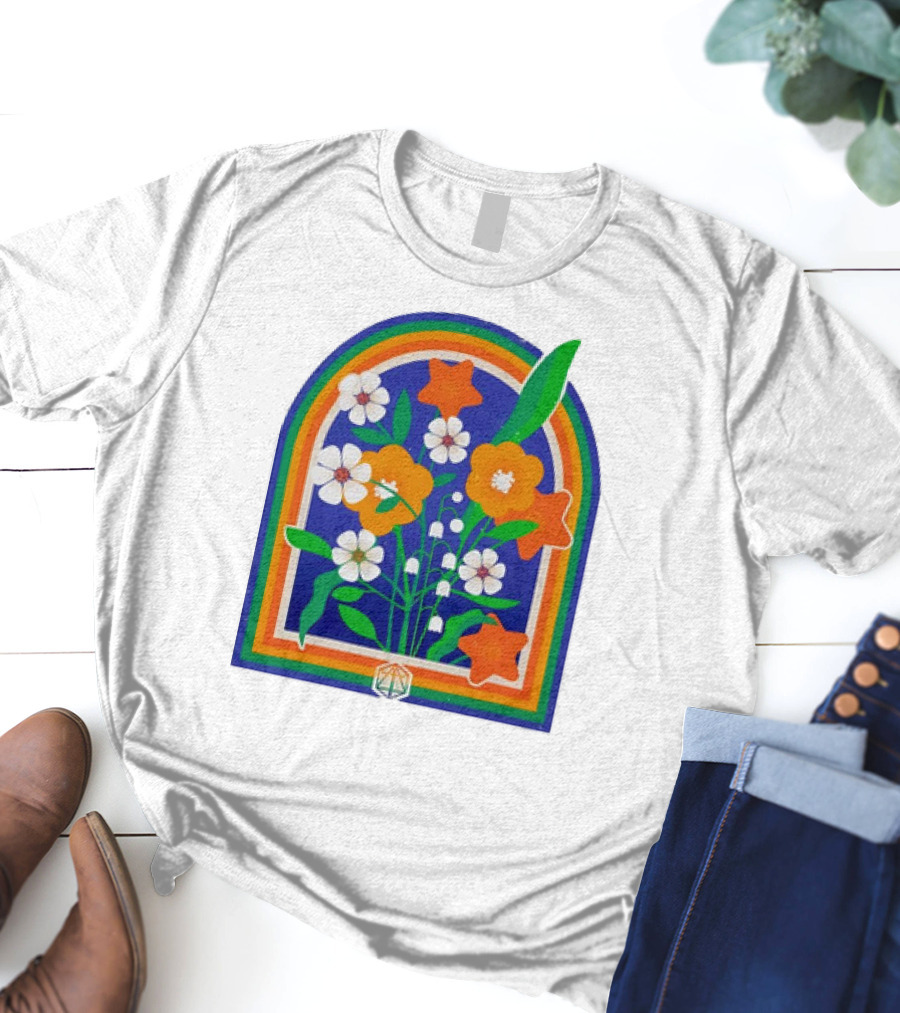 Critical Role Hope Blooms Floral Design Rainbow Border Blossoms T-Shirt