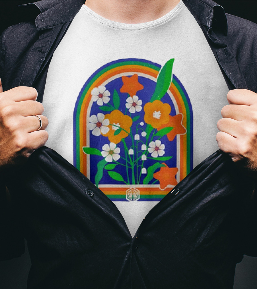 Critical Role Hope Blooms Floral Design Rainbow Border Blossoms T-Shirt