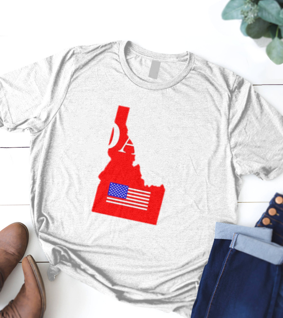 Don’t California My Idaho Red State Outline With American Flag T-Shirt